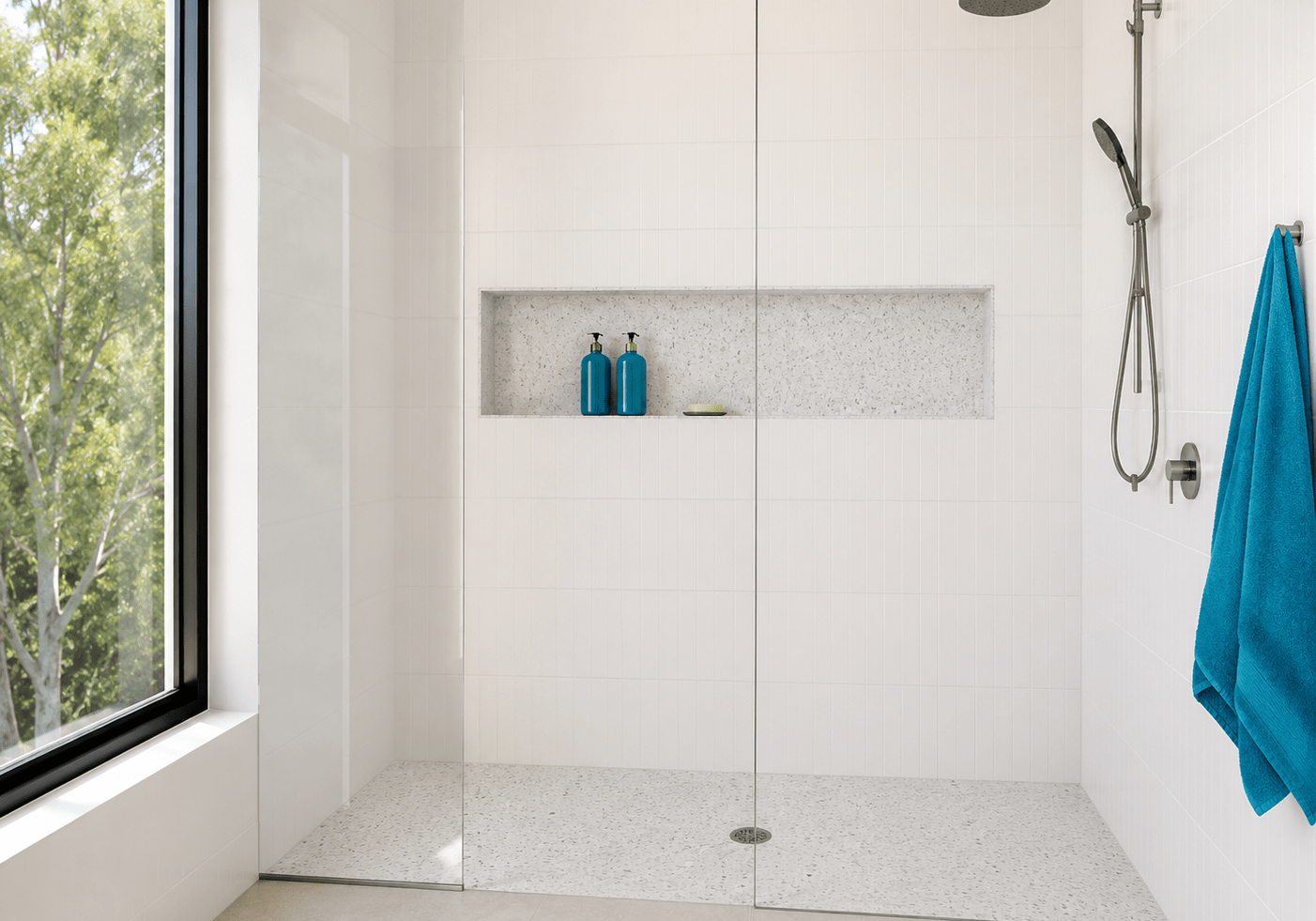 Solid surface shower niche in Urban Habitat